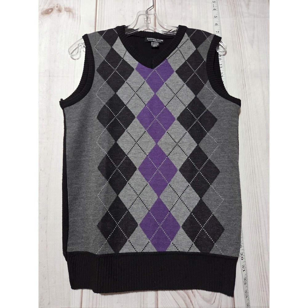 Whimisigoth Sweater Vest Ladies XL Argyle Diamond Pullover Classic Golf‎ Preppy